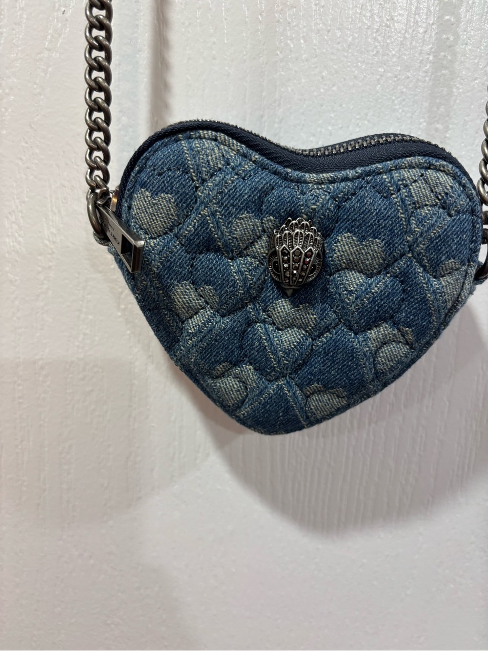 NWT authentic Kurt Geiger Denim Heart Quilted Mini Crossbody Bag - Blue - Picture 7 of 7